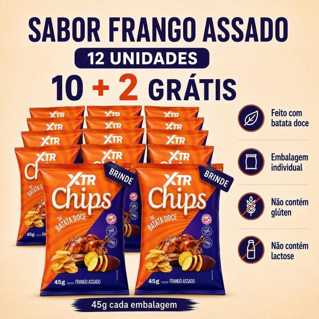 KIT XTR CHIPS BATATA DOCE — 12 UNIDADES 10 + 2