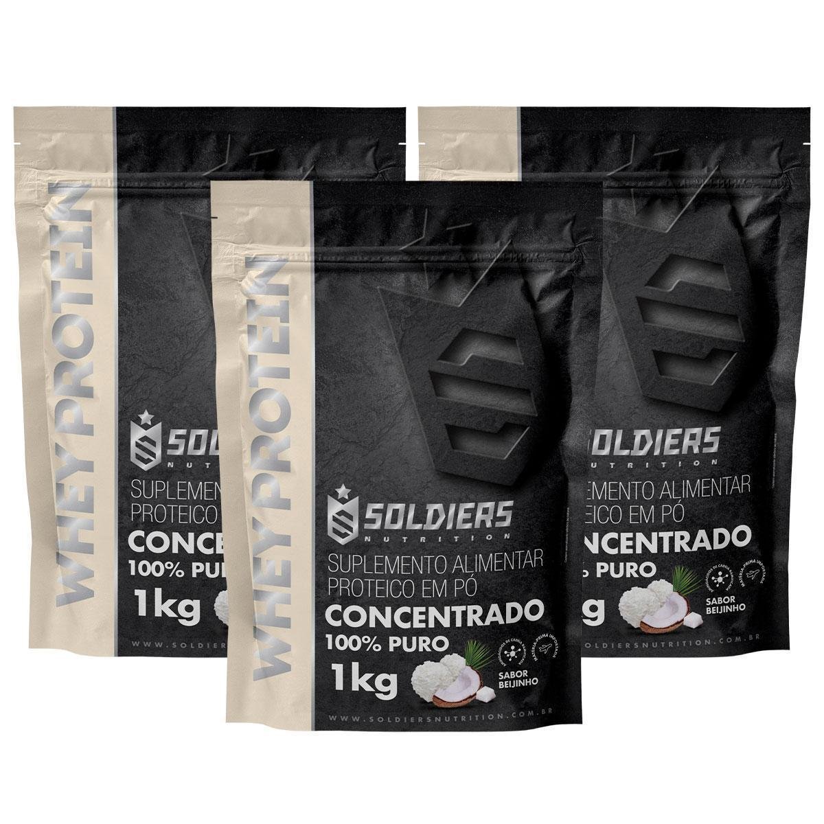 Kit: 3kg Whey Protein Concentrado - 100% Importado - Soldiers Nutrition