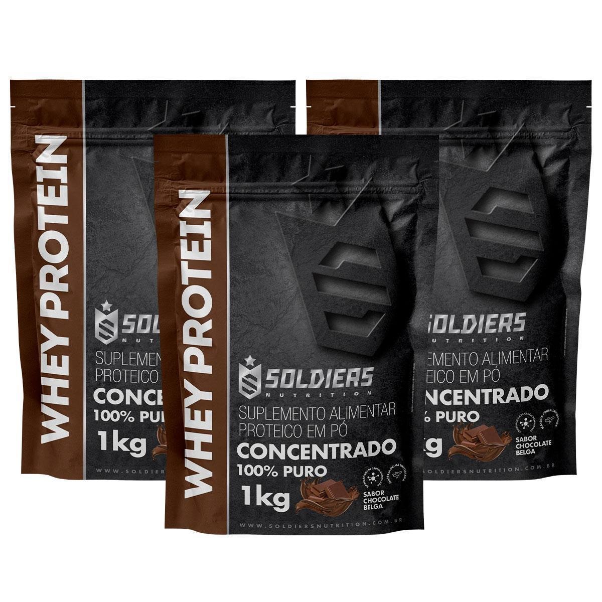 Kit: 3kg Whey Protein Concentrado - 100% Importado - Soldiers Nutrition Menor preço em Kit: 3kg Whey Protein Concentrado - 100% Importado - Soldiers Nutrition