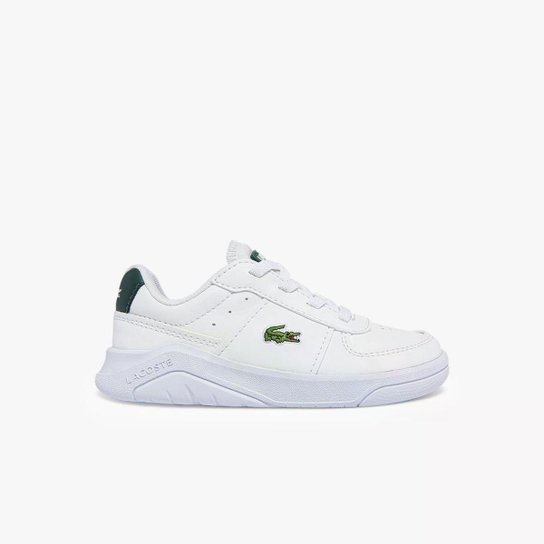 Lacoste Tênis infantil Game Advance em couro - Branco+Verde Menor preço em Lacoste Tênis infantil Game Advance em couro - Branco+Verde