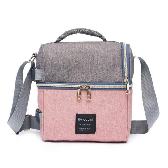 Lancheira Bolsa Feminina Reforçada Termica Sacola Fitness - Cinza+Rosa Menor preço em Lancheira Bolsa Feminina Reforçada Termica Sacola Fitness - Cinza+Rosa