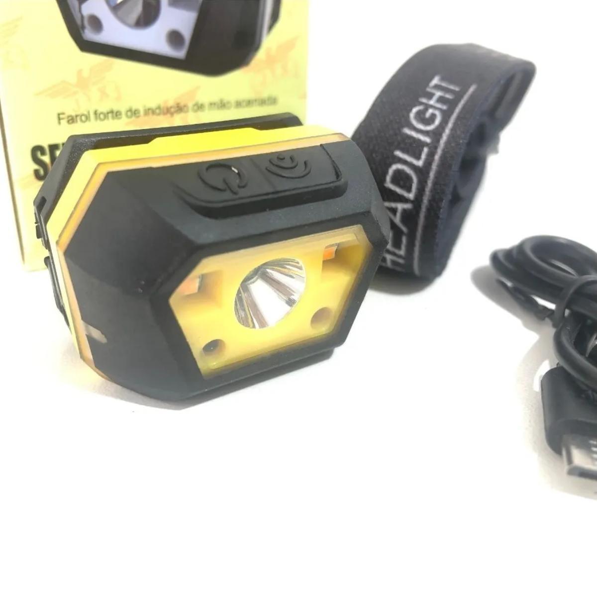 Lanterna De Cabeça Capacete Led Recarregável Sensor Indutivo JWS ...