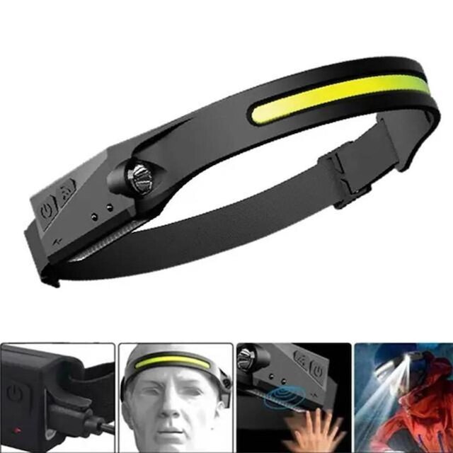 LANTERNA LED DE CABEÇA PROFISSIONAL RECARREGÁVEL CAMPING PESCA PESCARIA SENSOR DE MOVIMENTO