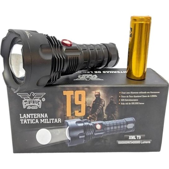 Lanterna Led Tática Militar T9 Usb Power Bank Recarregável Sitio Fazenda Camping - Preto Menor preço em Lanterna Led Tática Militar T9 Usb Power Bank Recarregável Sitio Fazenda Camping - Preto