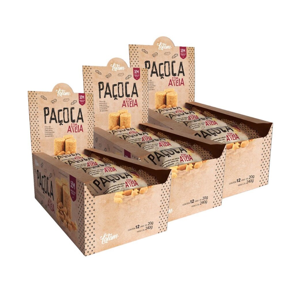 Latam Fit Pacoca Com Aveia Zero Acucar 36 Unidades