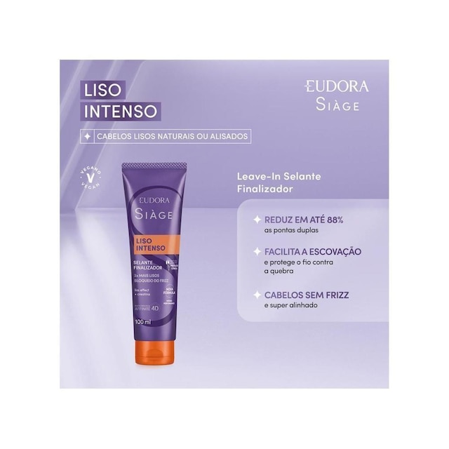 Leave-in Eudora Siàge Liso Intenso 100ml - Incolor | Netshoes