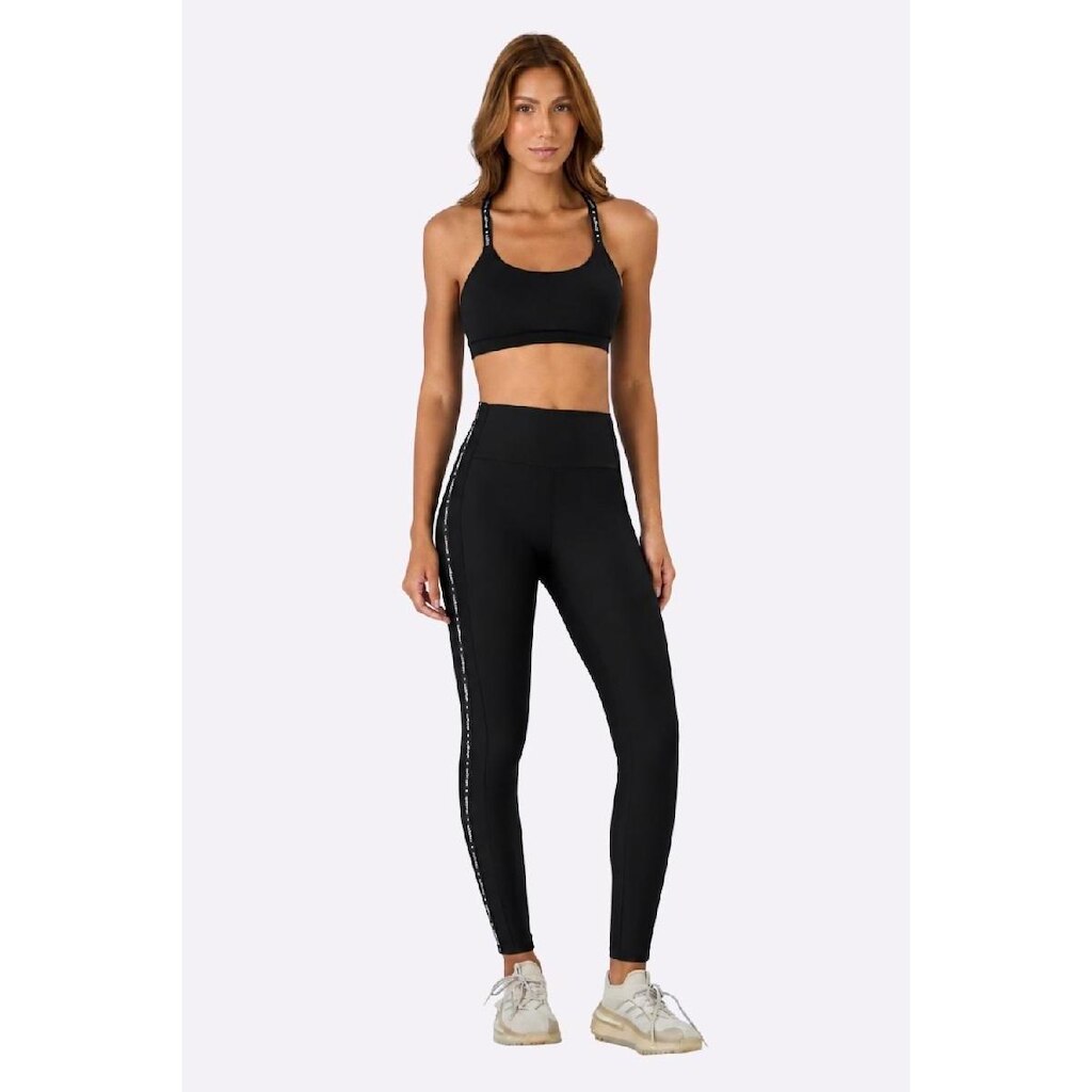 Legging Alto Giro Elástico Personalizado Feminina Preta
