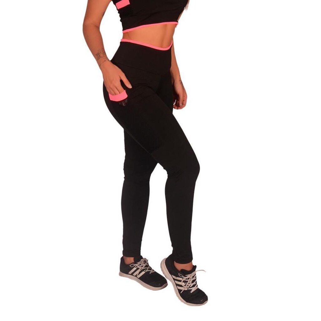 Legging Feminina Calça com Bolso Lateral e Tela | C005