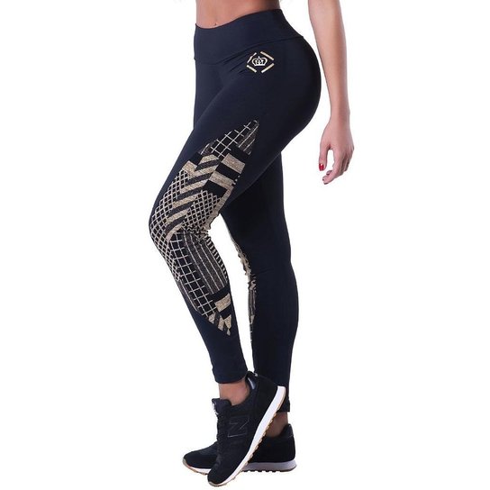 Legging Fit Flax LipSoul Girls - Preto+Dourado