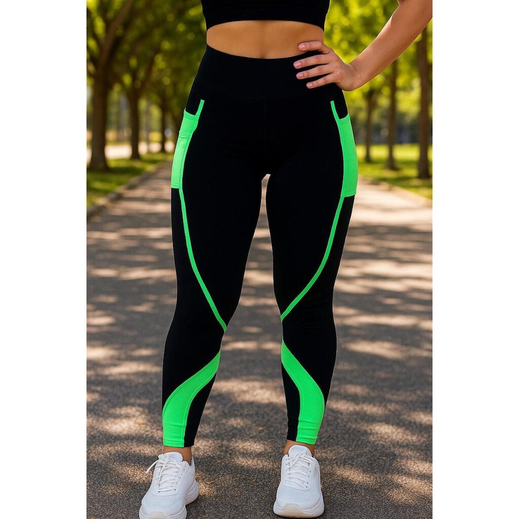 Legging Fitness Academia Advance com Proteção UV, Bolso Lateral e Friso - D.A Modas