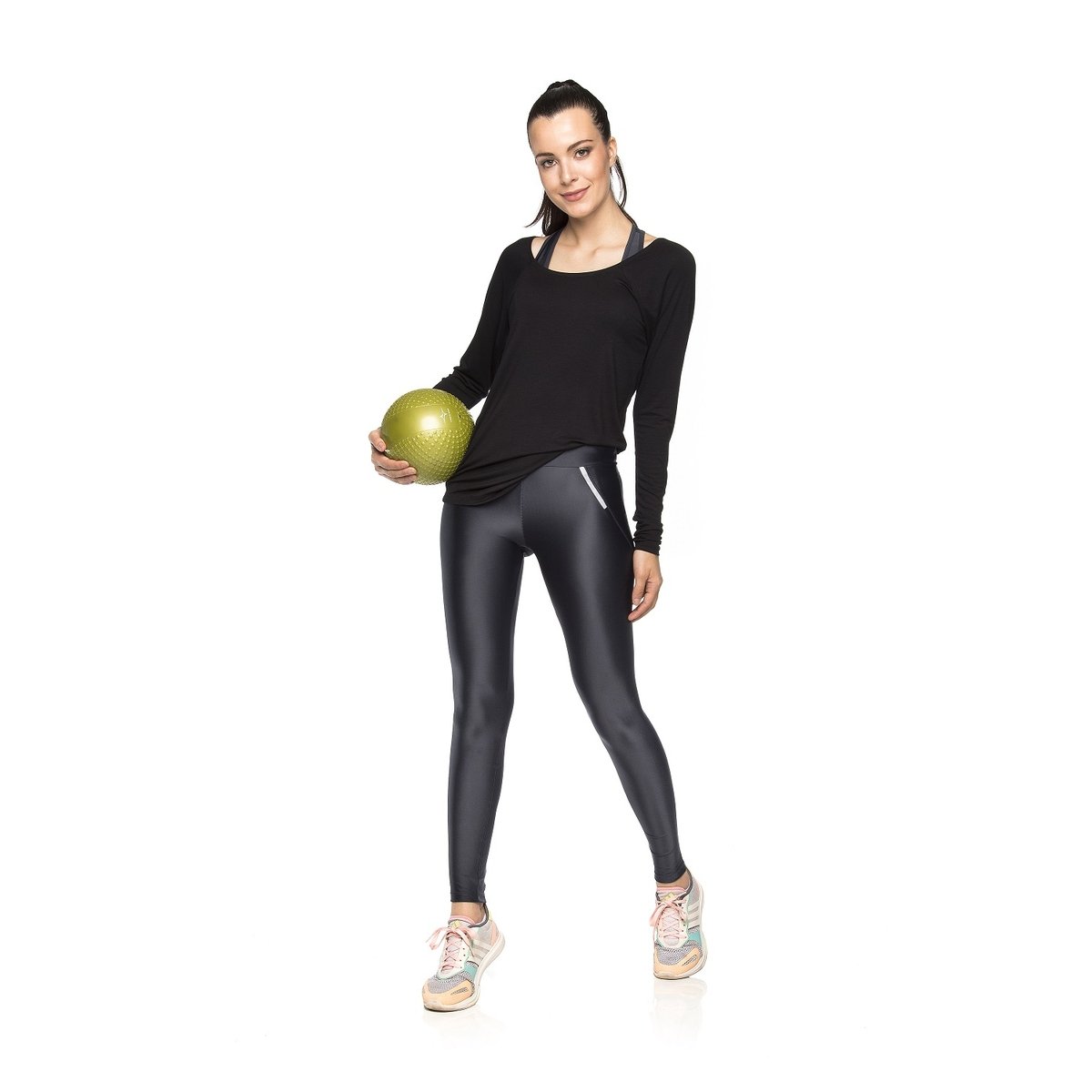 Legging Fitness Zíper Reflect Grafite Netshoes