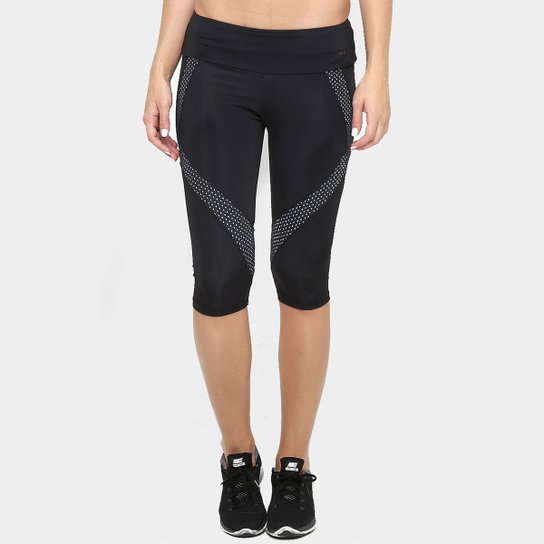 Legging Memo 3/4 Com Tela - Preto+Branco