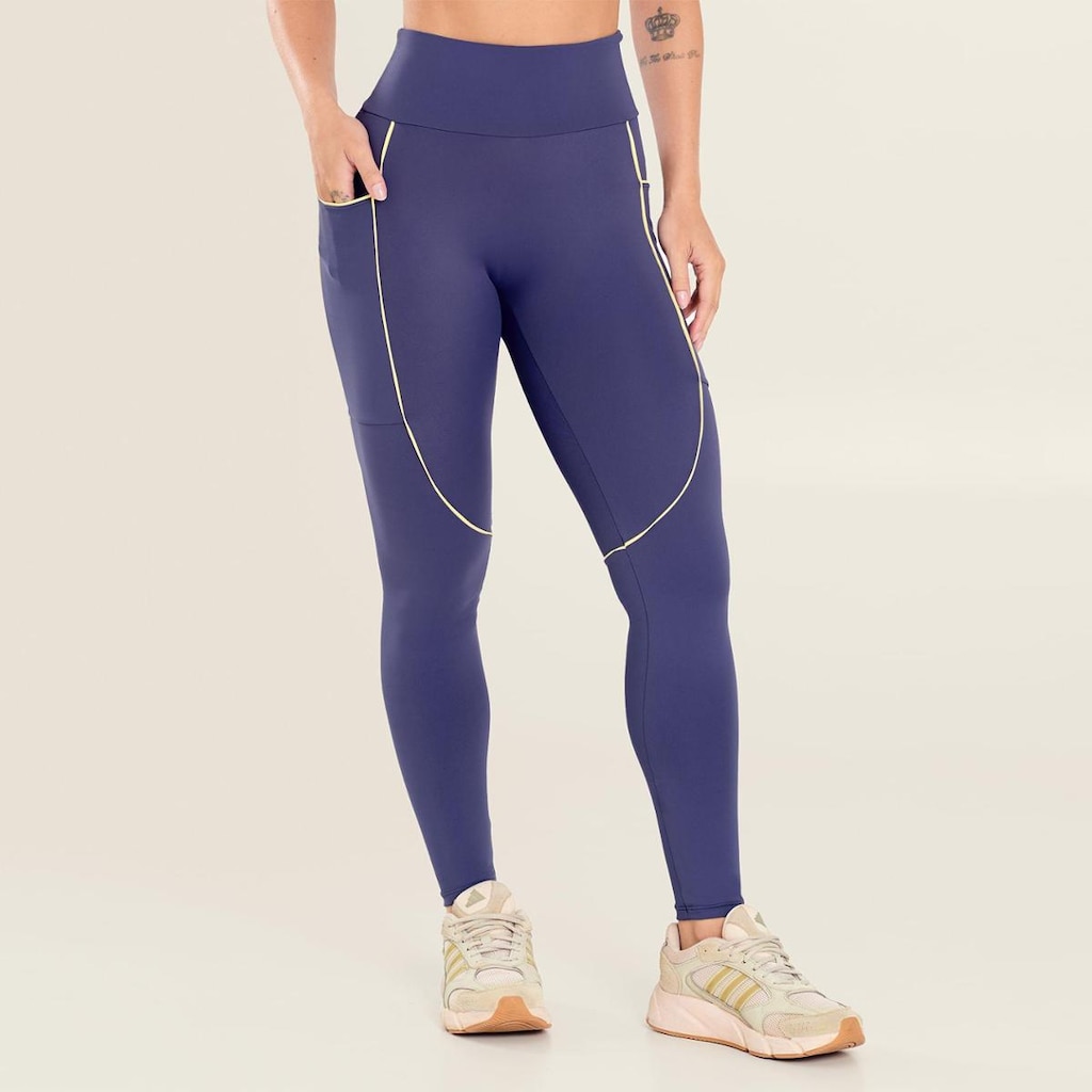 Legging Moon Azul Dusk Poliamida Com Bolso Donna Carioca
