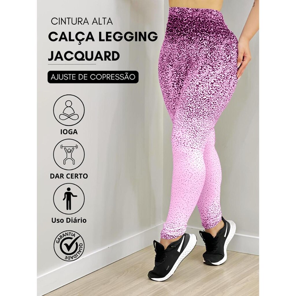 Legging Poliamida Jacquard Degradê Cintura Alta Conforto Na Academia