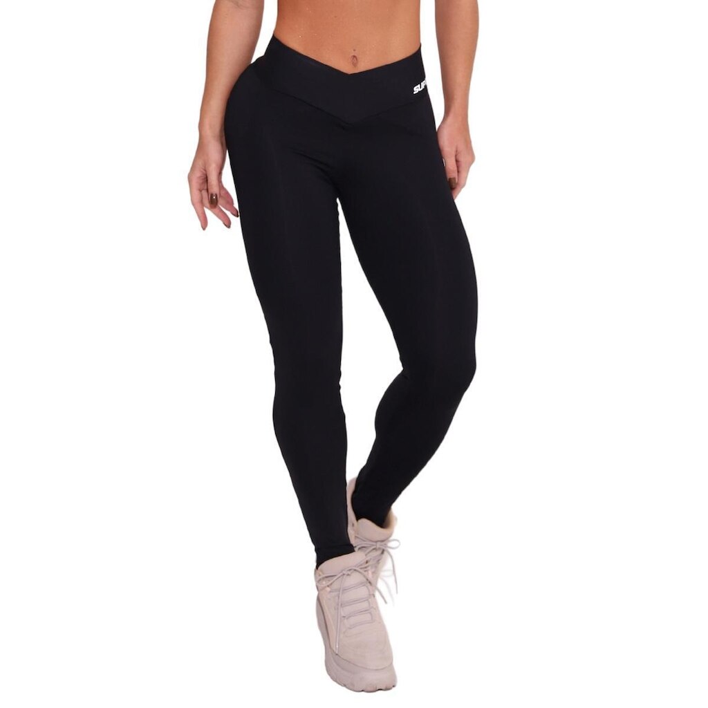 Legging Preta Poliamida Feminina  - CAL5431