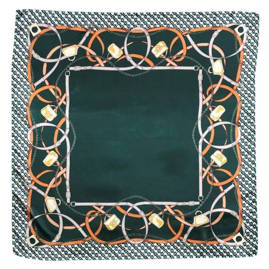 Lenço Bolsas e Correntes 90 cm x 90 cm - Verde