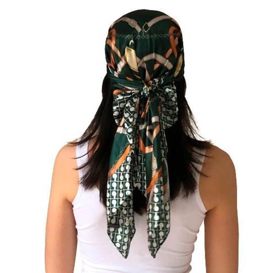 Lenço Bolsas e Correntes 90 cm x 90 cm - Verde