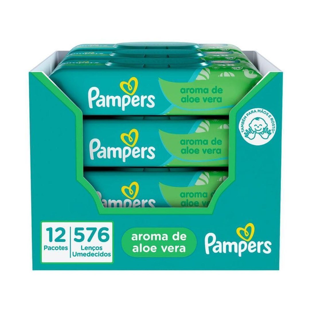 Lenço Umedecido Pampers Aloe Vera 12 Pacotes com 48 Unidades Cada