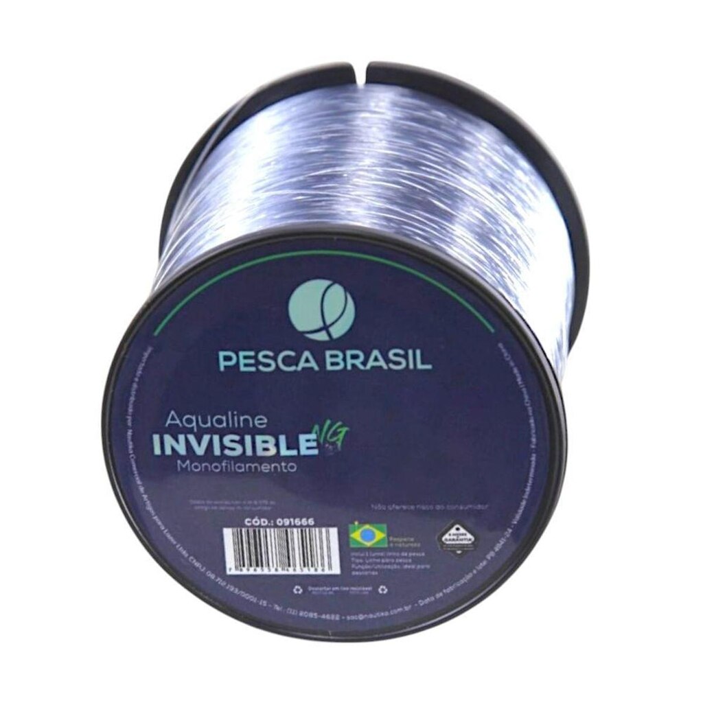 Linha de pesca 0,45mm 500m Aqualine Invisible Pesca Brasil Transparente