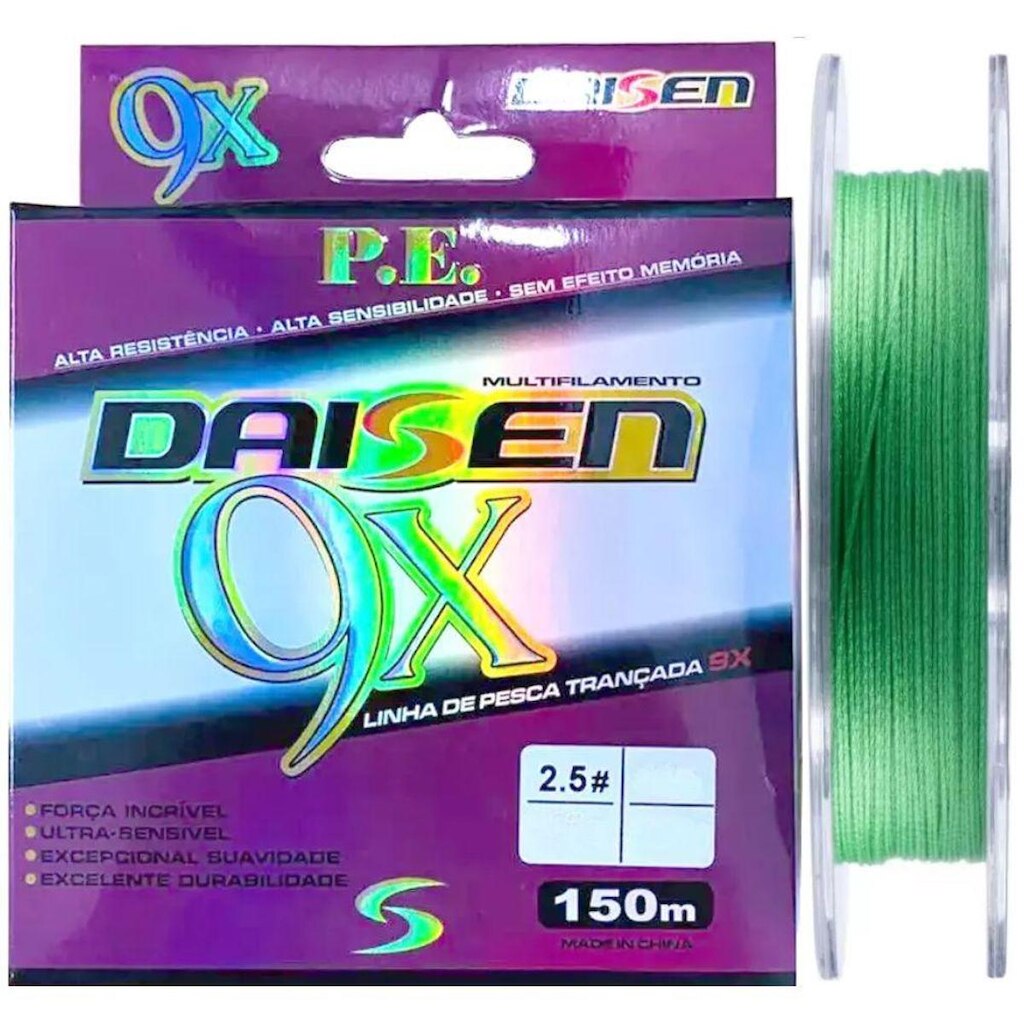 Linha Multifilamento Daisen 9X 0,32mm 55lb 150m Verde