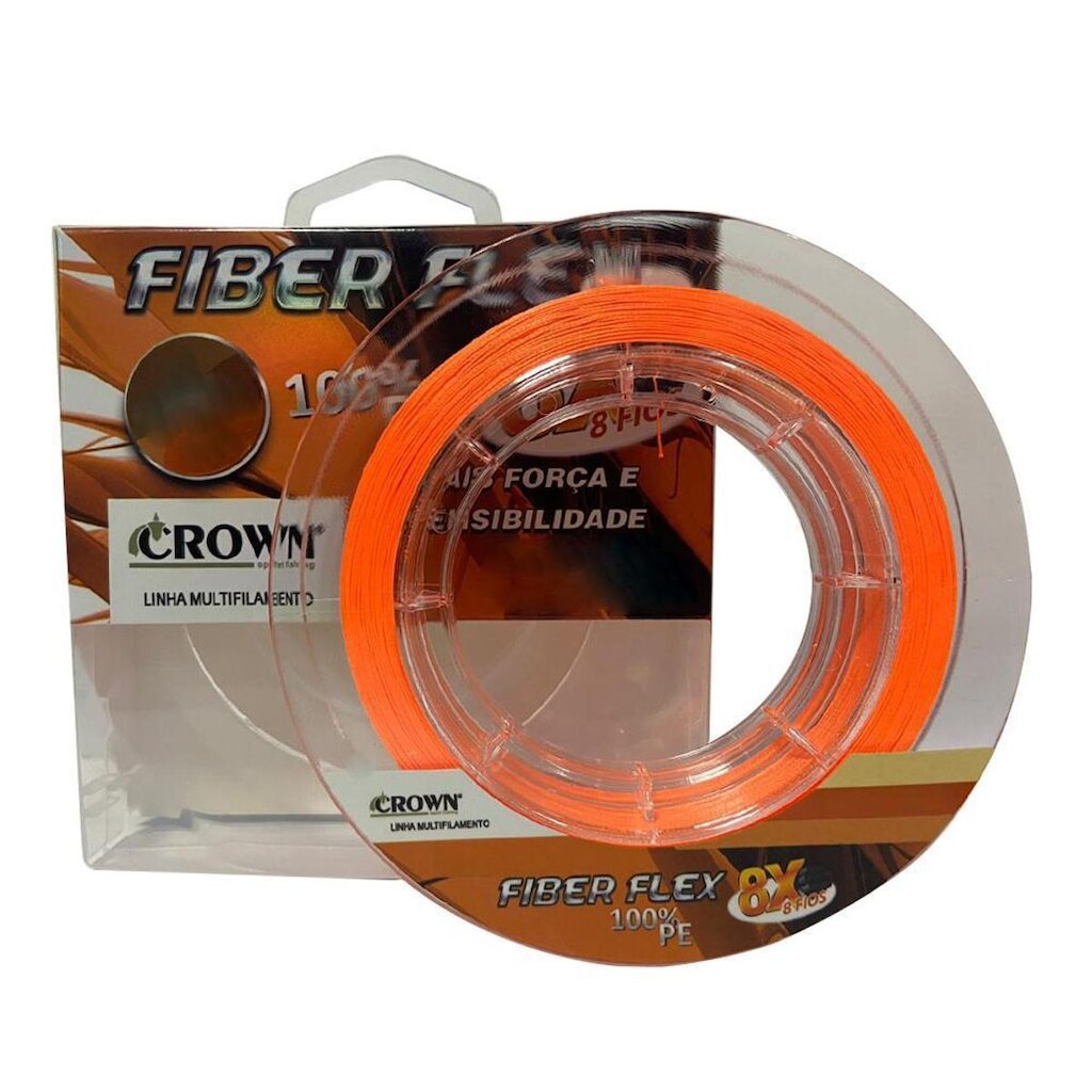 Linha Multifilamento Fiber Flex 8x 100mts Orange – Crown 0,60mm