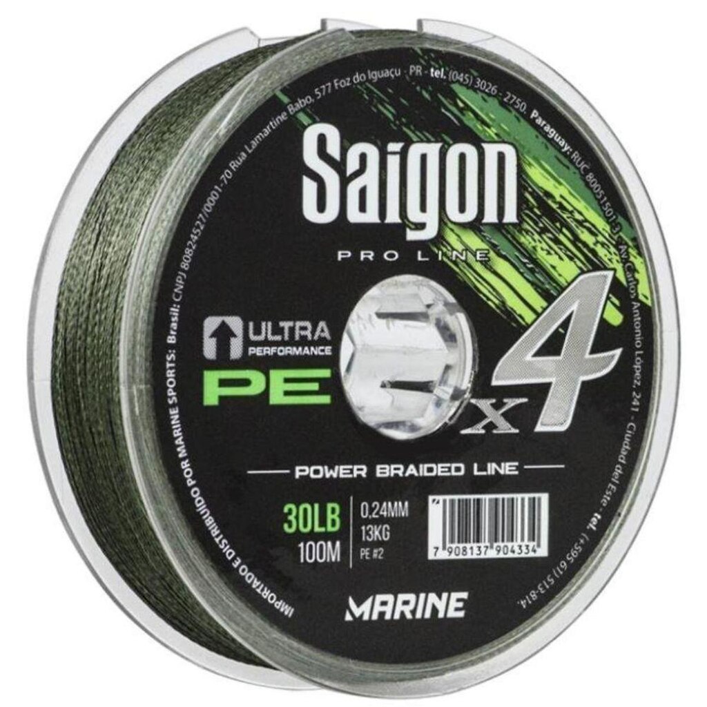 Linha Multifilamento Saigon X4 0,15mm 15lb 100M Verde