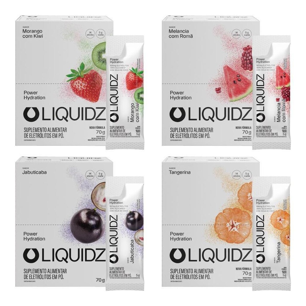 LIQUIDZ® - Eletrólitos Zero Açúcar 4 Sabores 56 Sachês