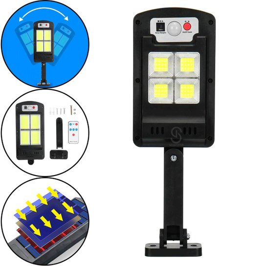 Luminári'a Esterna 3 Modos de Iluminação com Painel Solar - Preto Menor preço em Luminári'a Esterna 3 Modos de Iluminação com Painel Solar - Preto
