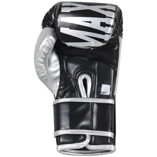 Luva Boxe Muay Thai Intermediária Training Prata e Preto Maximum
