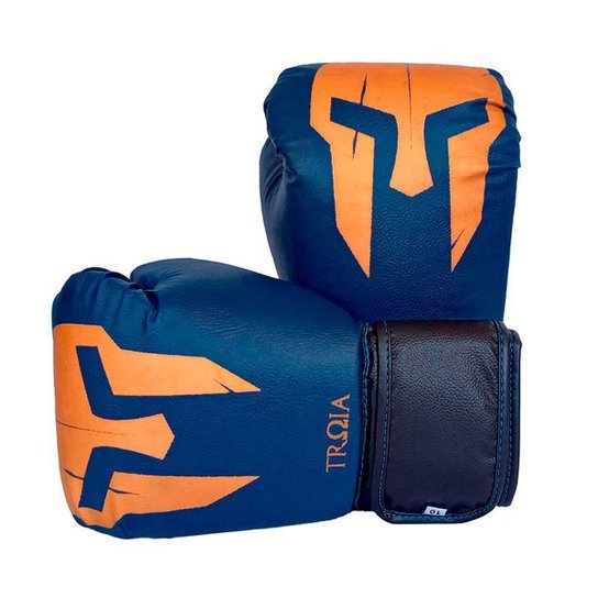 Luva Boxe/muay Thai Troia Sport Profissional Gold Azul - Azul Menor preço em Luva Boxe/muay Thai Troia Sport Profissional Gold Azul - Azul