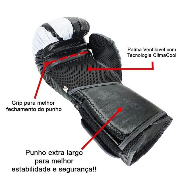 Luva de Boxe e Muay Thai CONFY Spank - Preta - 16oz