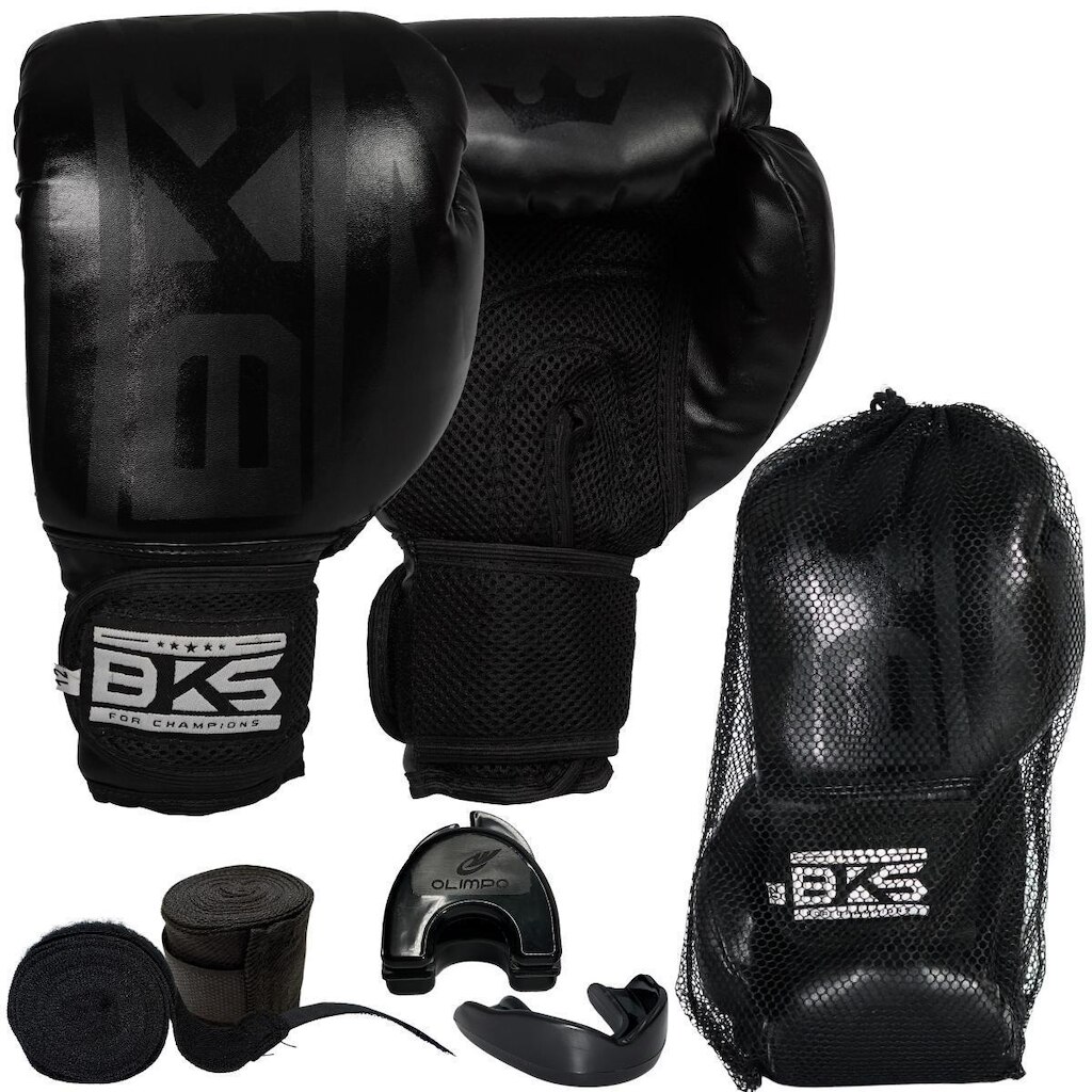 Luva de Boxe e Muay Thai KickBoxing Bandagens 3 Metros Bucal e Case Classic Bks