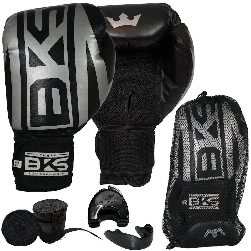 Luva de Boxe e Muay Thai KickBoxing Bandagens 3 Metros Bucal e Case Classic Bks