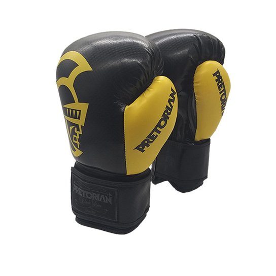 Luva De Boxe e Muay Thai Pretorian Black 14 Oz - Preto+Amarelo Menor preço em Luva De Boxe e Muay Thai Pretorian Black 14 Oz - Preto+Amarelo