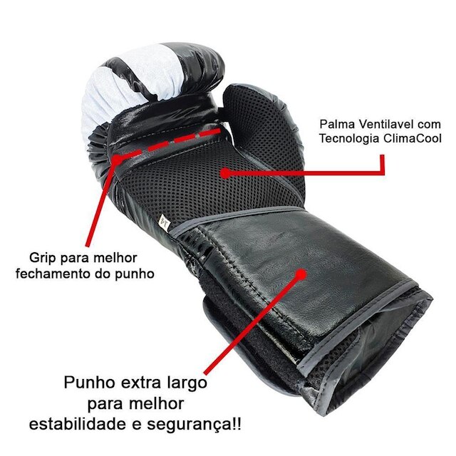 Luva de Boxe e Muay Thai SEMI-PRO Spank - Preta