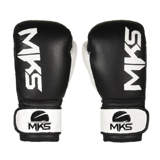 Luva de Boxe MKS Combat Rustic Black White Couro