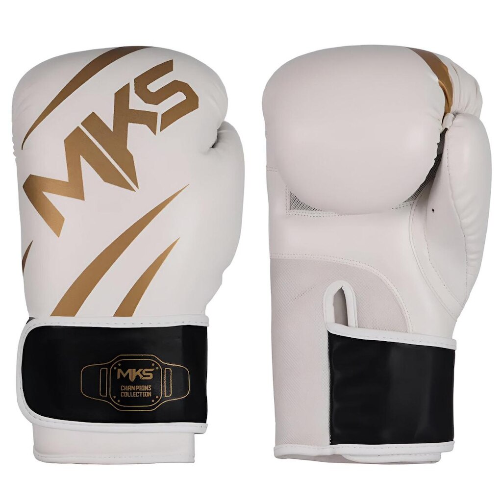 Luva De Boxe Muay Thai Kickboxing Champion V3 Branco e Dourado Mks Combat