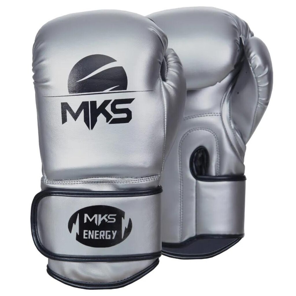 Luva de Boxe Muay Thai Kickboxing New Energy Prata Mks Combat