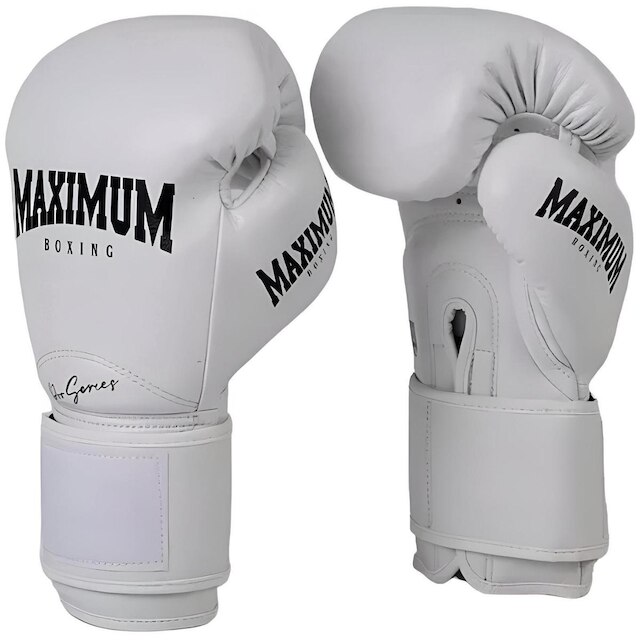 Luva de Boxe Muay Thai Kickboxing Profissional Branca Maximum Pro Series