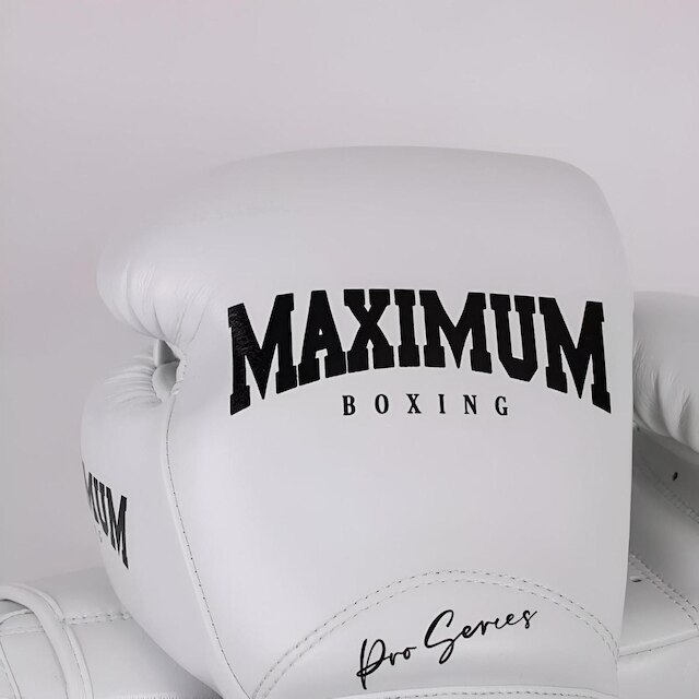 Luva de Boxe Muay Thai Kickboxing Profissional Branca Maximum Pro Series
