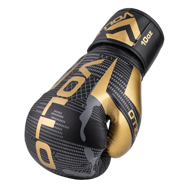 Luva de Boxe Vollo Muay Thai Kickboxing Training 10oz Preta, Cinza e Dourada