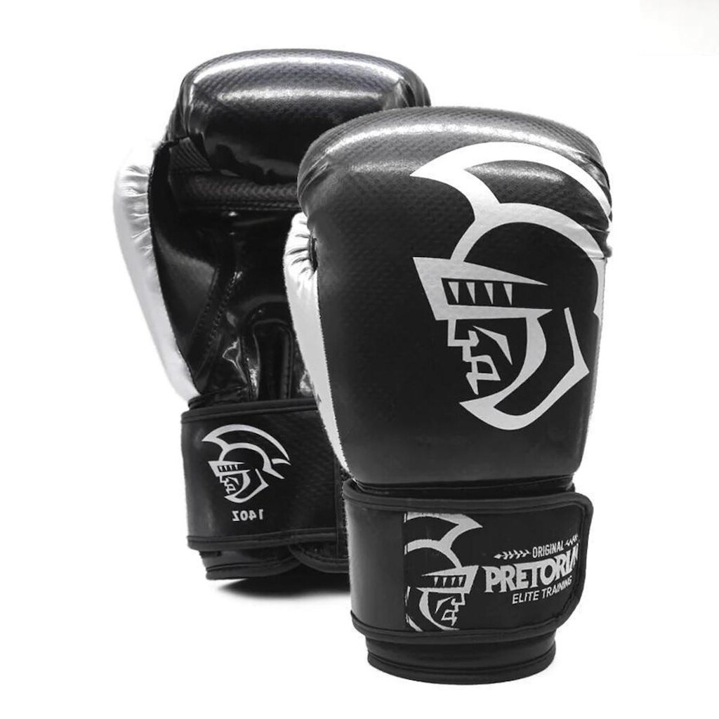 Luva de Boxe/Muay Thai Pretorian Elite Training - Preta/Prata