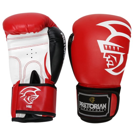 Luva de Boxe/Muay Thai Pretorian Trainnig 16 oz - Vermelho+Branco