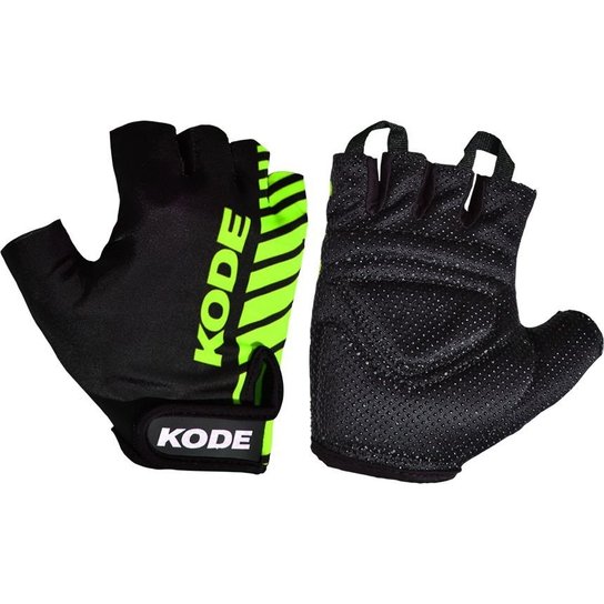 Luva de ciclismo Stripes - Kode - Preto+Verde Limão