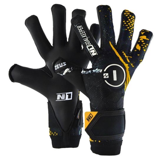 Luva de Goleiro Profissional N1 Zeus Gold - Preto+Dourado Menor preço em Luva de Goleiro Profissional N1 Zeus Gold - Preto+Dourado