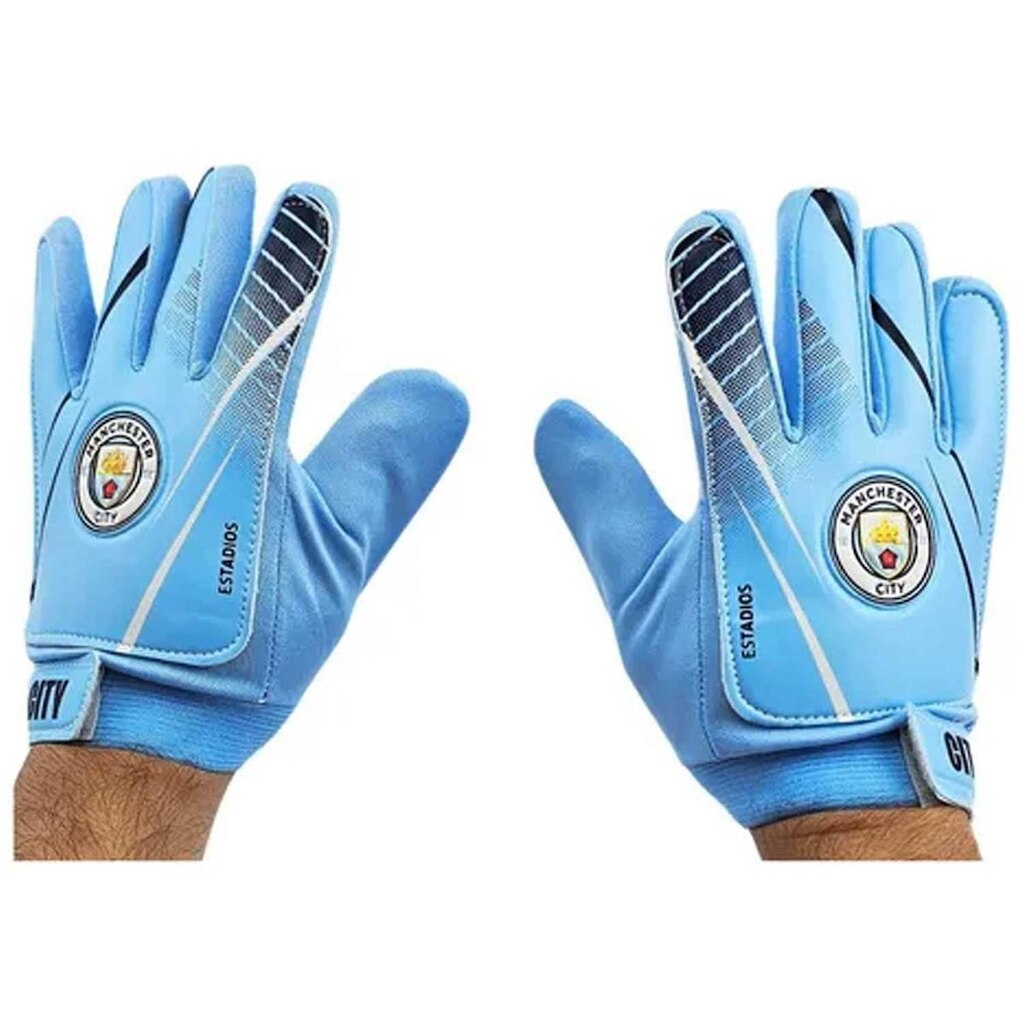 Luva Dribbling de Goleiro Manchester City Juvenil- Azul e Branco Azul Celeste Branco 4