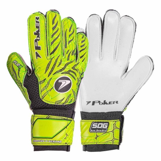 Luva Futebol de Campo Semi Profissional Multiterreno Champion 8 01076 - Verde Limão+Preto Menor preço em Luva Futebol de Campo Semi Profissional Multiterreno Champion 8 01076 - Verde Limão+Preto