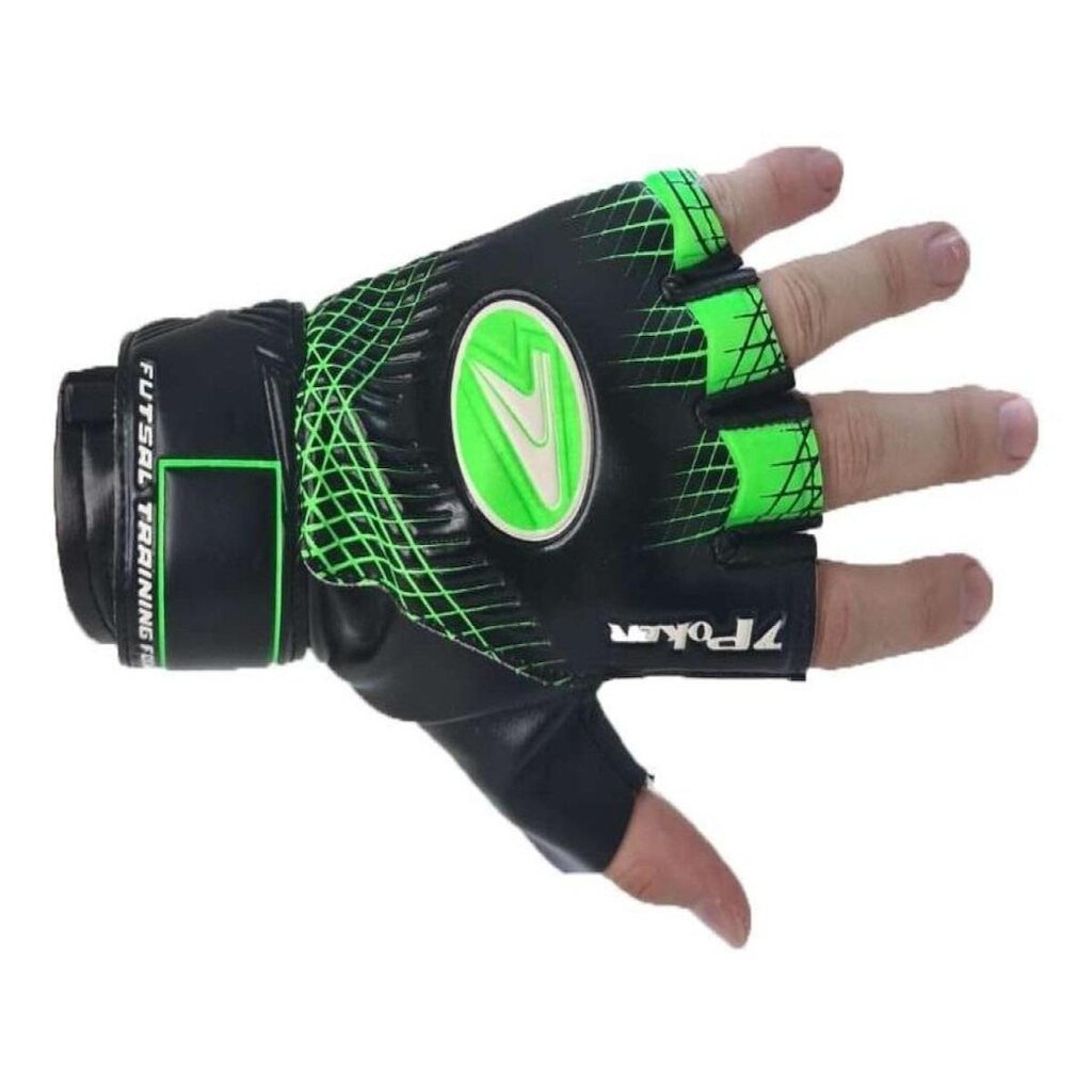 Luva Futsal Poker Training Focus Preto e Verde T06