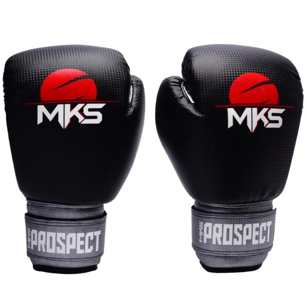 Luva Muay Thai Boxe Kickboxing Prospect Preto e Prata MKS Combat