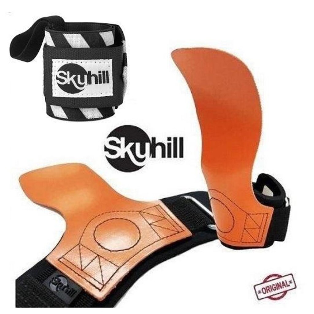 Luva Palmar Hand Grip Competition + Munhequeira Elástica Defend - Skyhill